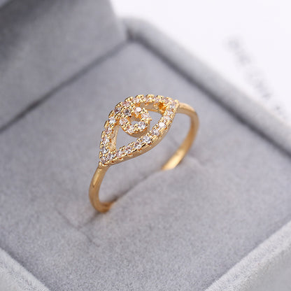 Simple Style Eye Ring For Women In Electroplated Copper With Zircon Inlay