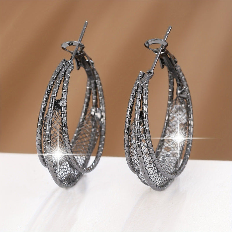 Gold Hoop Earrings With Electroplated Finish And Copper Ear Pins For Women