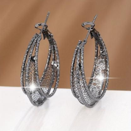 Gold Hoop Earrings With Electroplated Finish And Copper Ear Pins For Women