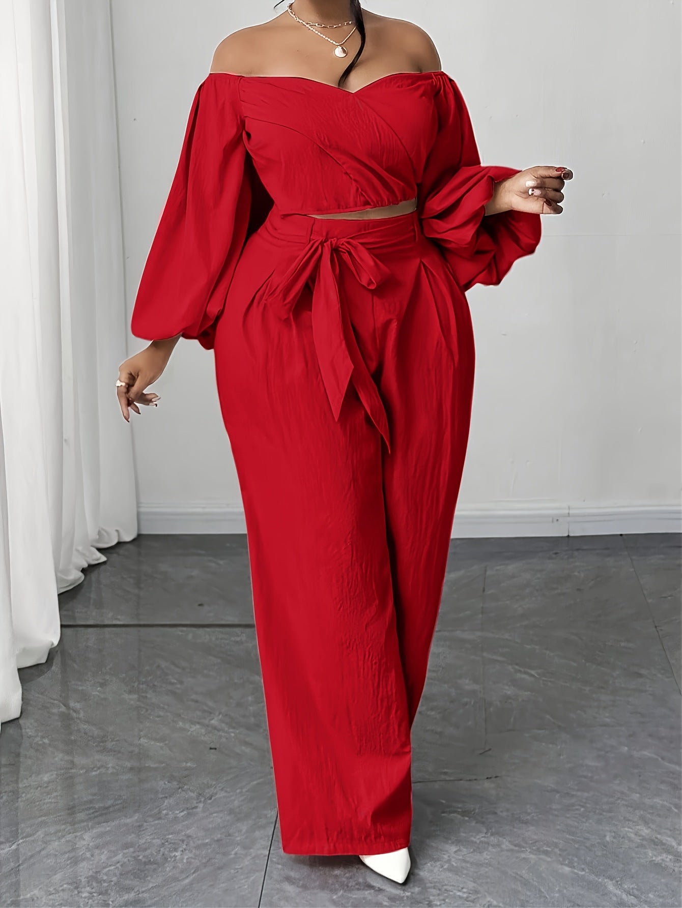 Solid Color Nylon Straight Pants Pant Co-ord Set For Women In Simple Style With Tie Closure And Straps