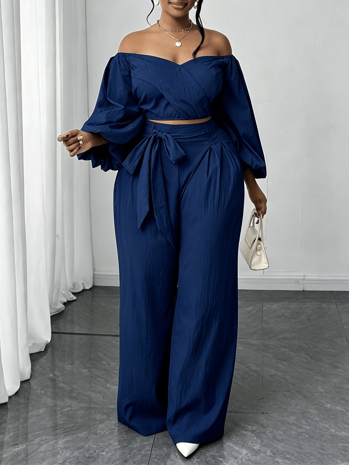 Solid Color Nylon Straight Pants Pant Co-ord Set For Women In Simple Style With Tie Closure And Straps