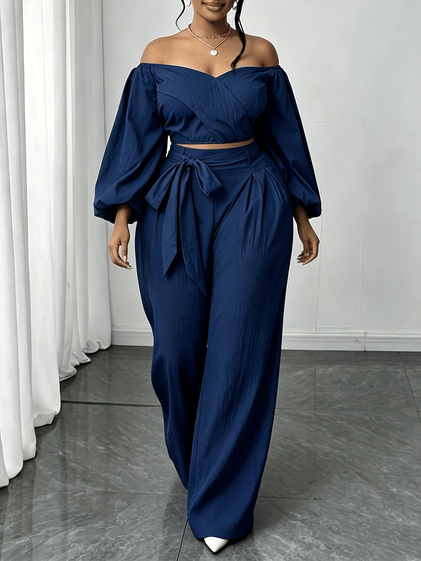 Solid Color Nylon Straight Pants Pant Co-ord Set For Women In Simple Style With Tie Closure And Straps