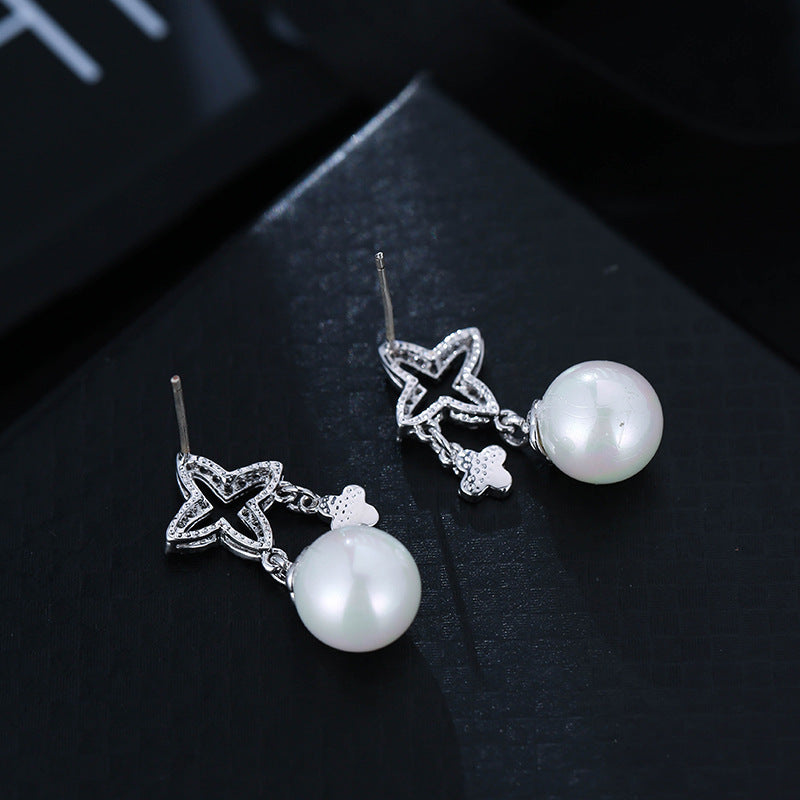 White Flowers Stud Earrings For Women Featuring Copper And 925 Sterling Silver With Sweet Style