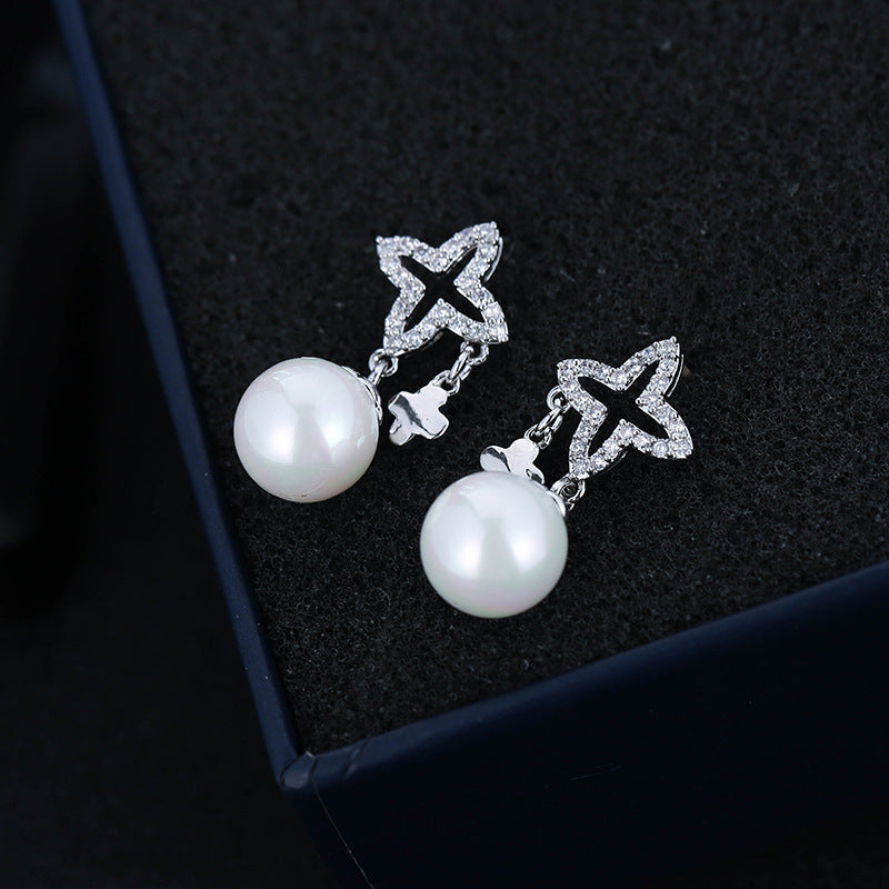 White Flowers Stud Earrings For Women Featuring Copper And 925 Sterling Silver With Sweet Style
