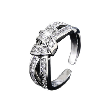 O-Shape Open Ring For Women In Gold Electroplated Copper With Zircon Inlay