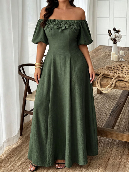 Women’s Vacation A-Line Skirt Dress With Boat Neck In Floral Pattern, Perfect For Travel, Made Of Polyester