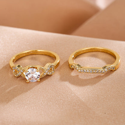 Romantic Knot Ring For Women In Electroplated Copper With Zircon Inlay
