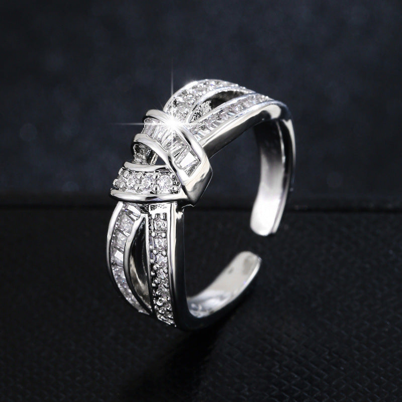 O-Shape Open Ring For Women In Gold Electroplated Copper With Zircon Inlay