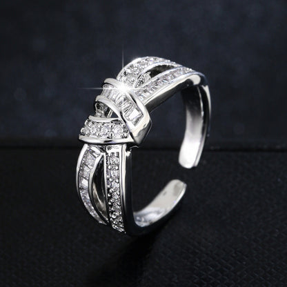 O-Shape Open Ring For Women In Gold Electroplated Copper With Zircon Inlay