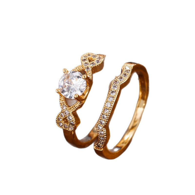 Romantic Knot Ring For Women In Electroplated Copper With Zircon Inlay