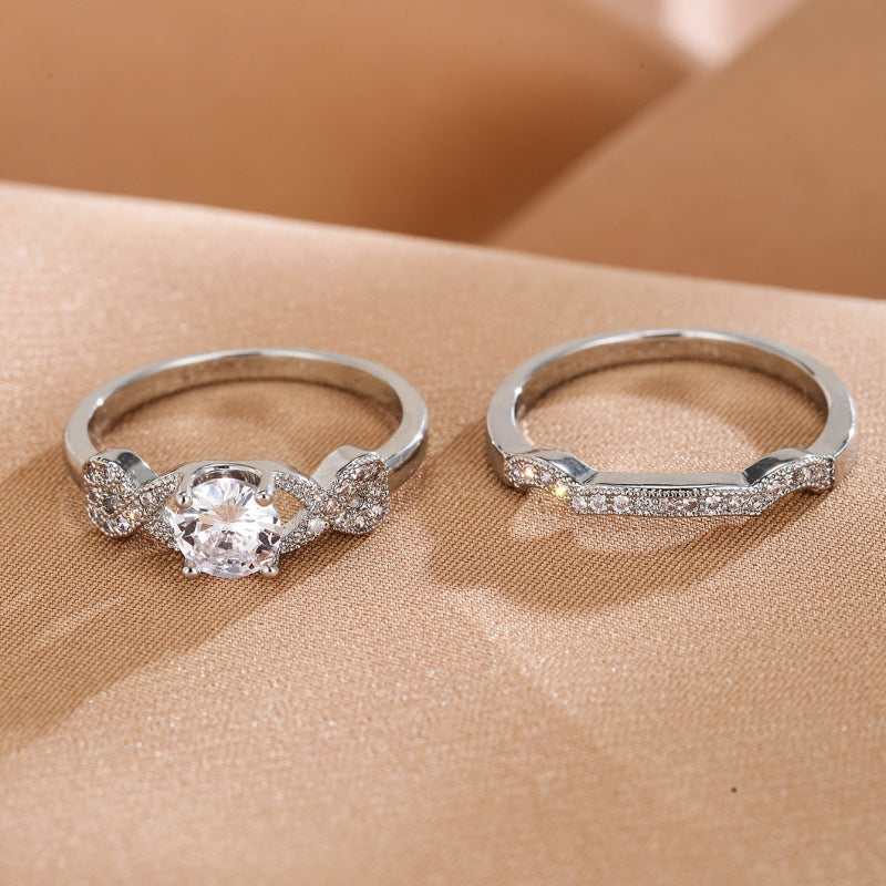 Romantic Knot Ring For Women In Electroplated Copper With Zircon Inlay