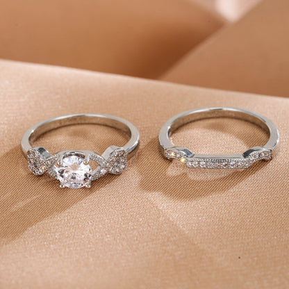 Romantic Knot Ring For Women In Electroplated Copper With Zircon Inlay