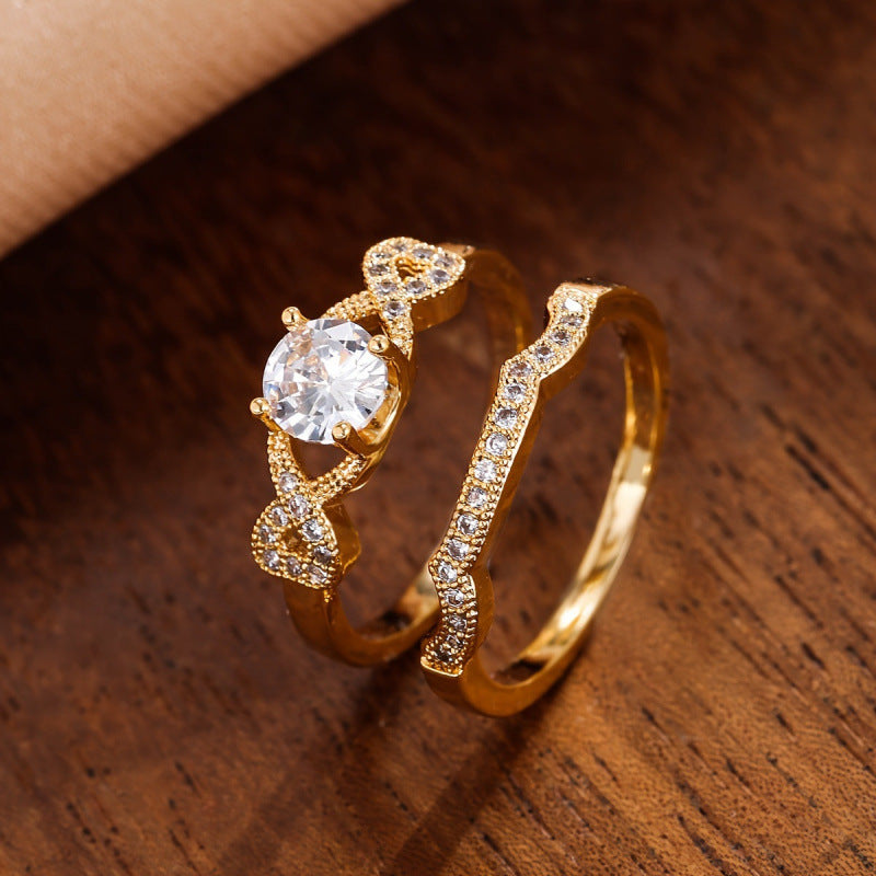Romantic Knot Ring For Women In Electroplated Copper With Zircon Inlay