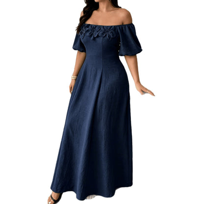 Women’s Vacation A-Line Skirt Dress With Boat Neck In Floral Pattern, Perfect For Travel, Made Of Polyester