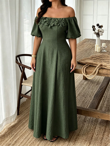 Women’s Vacation A-Line Skirt Dress With Boat Neck In Floral Pattern, Perfect For Travel, Made Of Polyester