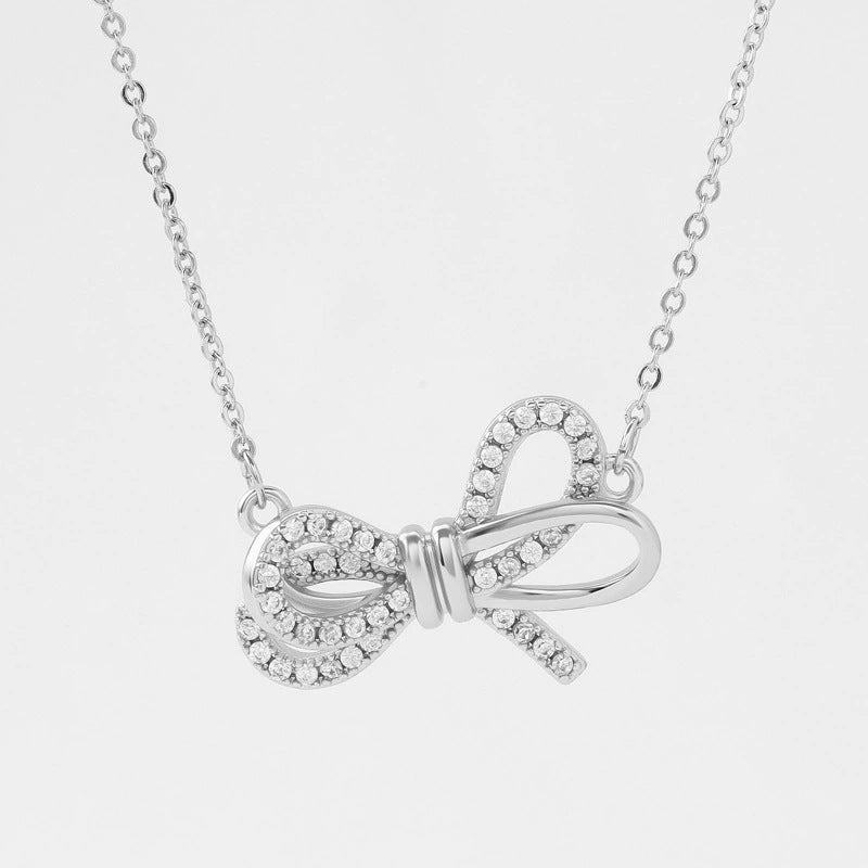 Copper Bow Tie Sweater Chain Necklace For Women With Singapore Chain Design