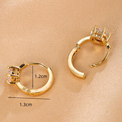 Geometric Stud Earrings For Women In White Copper With Electroplated Gold Plating