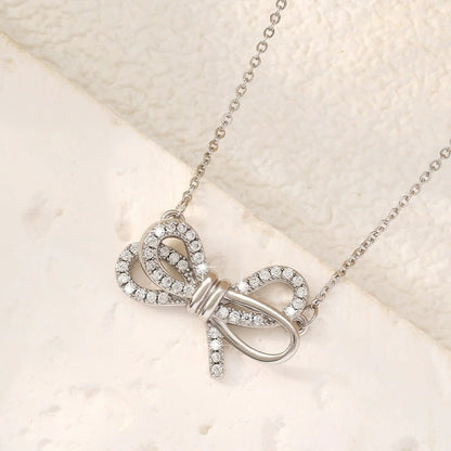 Copper Bow Tie Sweater Chain Necklace For Women With Singapore Chain Design