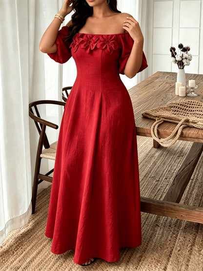 Women’s Vacation A-Line Skirt Dress With Boat Neck In Floral Pattern, Perfect For Travel, Made Of Polyester
