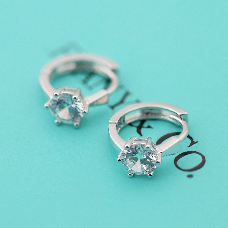 Geometric Stud Earrings For Women In White Copper With Electroplated Gold Plating