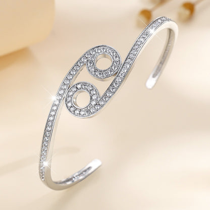 Women’s Copper Bangle With Zircon Inlay And Electroplated Gold Plating