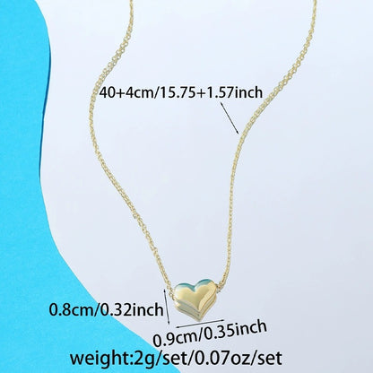 Simple Style Heart Shape Necklace For Women In Copper Pendant With Electroplated Finish And Cable Chain