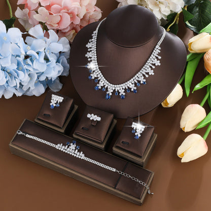 Women’s Plant Jewelry Set In Brass With Electroplated Gold Plating And Zircon Inlay, 1 Set