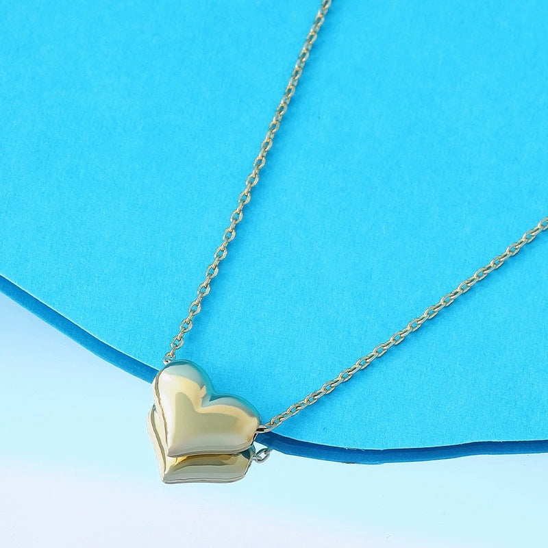 Simple Style Heart Shape Necklace For Women In Copper Pendant With Electroplated Finish And Cable Chain