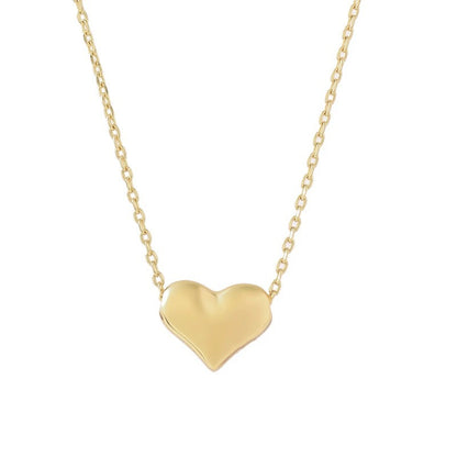 Simple Style Heart Shape Necklace For Women In Copper Pendant With Electroplated Finish And Cable Chain
