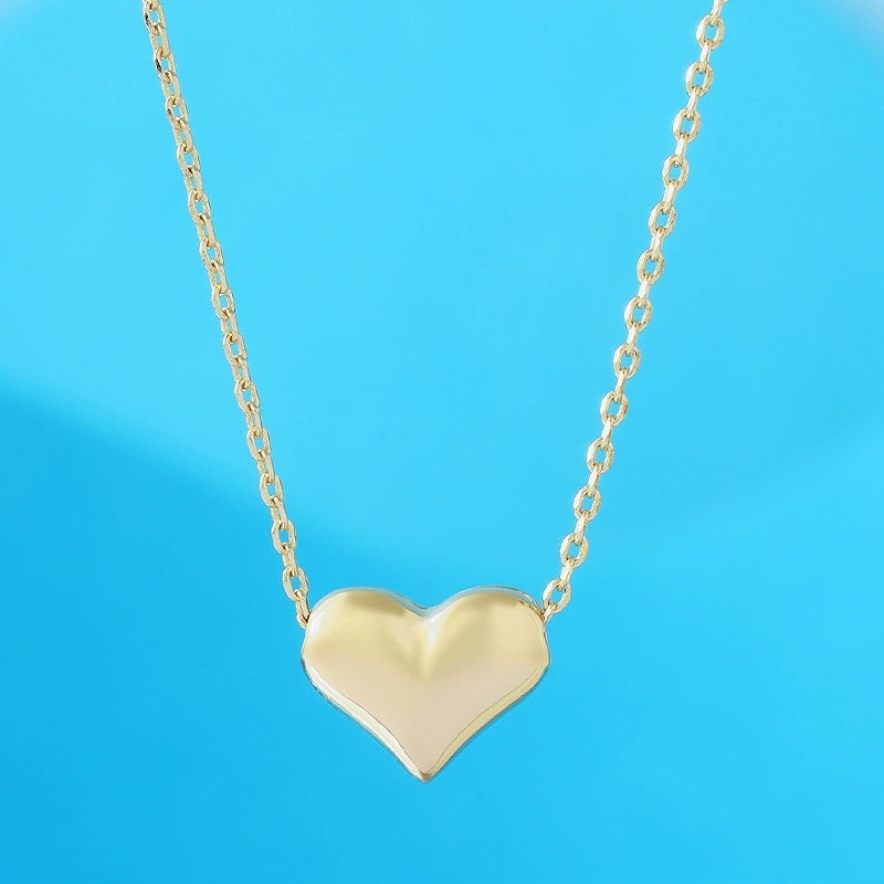 Simple Style Heart Shape Necklace For Women In Copper Pendant With Electroplated Finish And Cable Chain