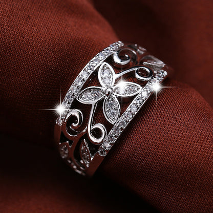 Sweet Butterfly Ring For Women With Bezel Setting, Electroplated Copper And Zircon Inlay