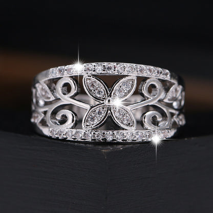 Sweet Butterfly Ring For Women With Bezel Setting, Electroplated Copper And Zircon Inlay