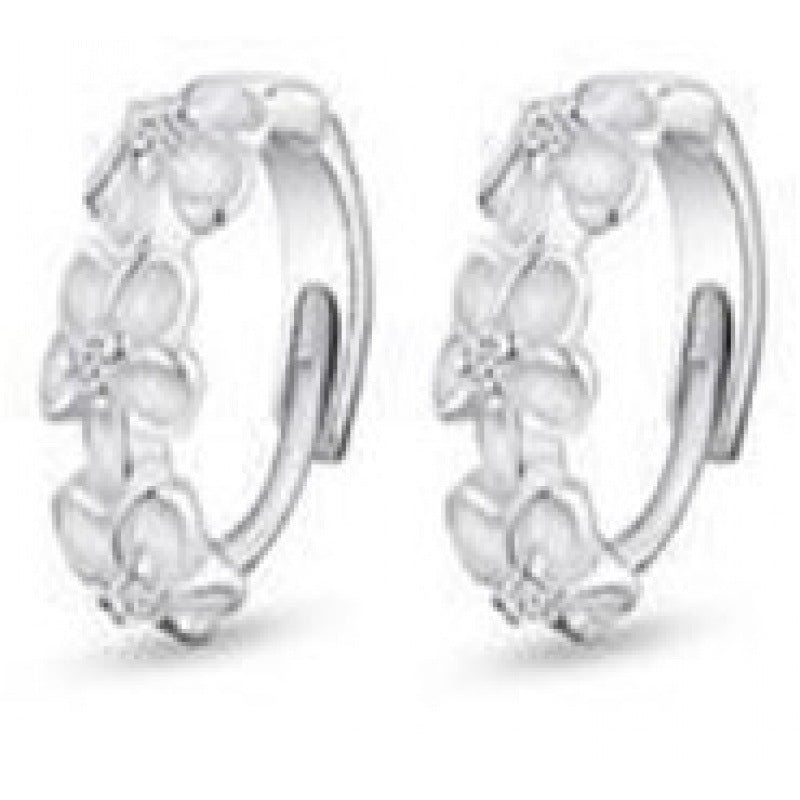Sweet Flowers Hoop Earrings For Women In Electroplated Copper With Zircon Inlay