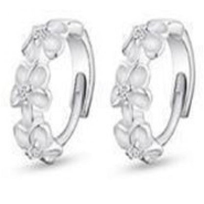 Sweet Flowers Hoop Earrings For Women In Electroplated Copper With Zircon Inlay