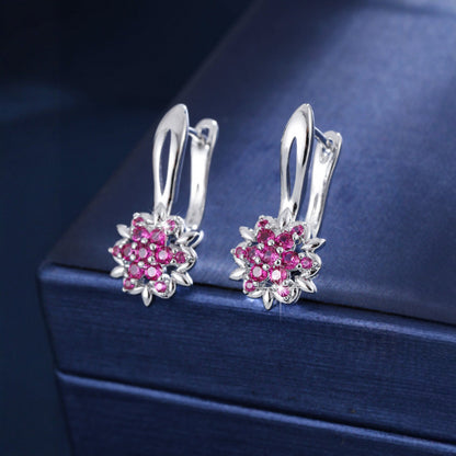 Three-dimensional Flowers Earrings For Women In Real Gold Plated Copper With Zircon Inlay
