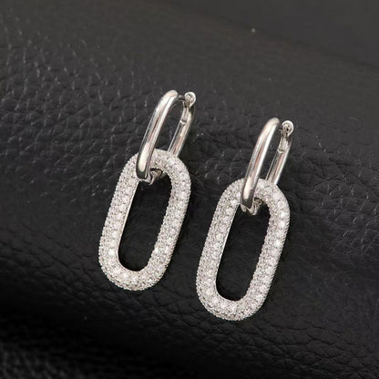 Geometric Earrings For Women With Copper Ear Pins And Electroplated Gold Plating Featuring Zircon Inlay