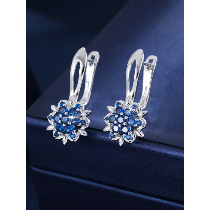 Three-dimensional Flowers Earrings For Women In Real Gold Plated Copper With Zircon Inlay