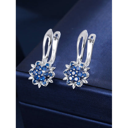 Three-dimensional Flowers Earrings For Women In Real Gold Plated Copper With Zircon Inlay