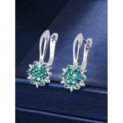 Three-dimensional Flowers Earrings For Women In Real Gold Plated Copper With Zircon Inlay