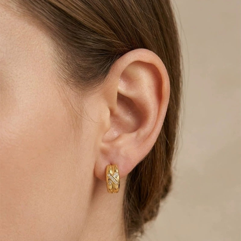 Gold Hoop Earrings For Women In Featuring Copper Stud Material