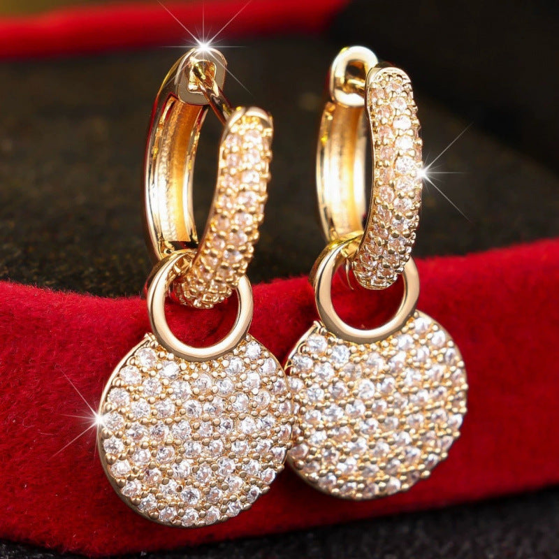 Irregular Stud Earrings For Women Featuring Electroplated Finish With Copper Posts And Rhinestone Inlay