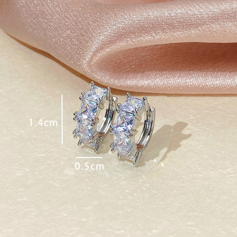 Simple Style Circle Earrings For Women In Gold Copper With Zircon Inlay, Elegant Ear Clips