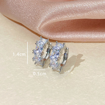 Simple Style Circle Earrings For Women In Gold Copper With Zircon Inlay, Elegant Ear Clips