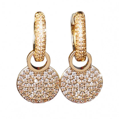 Irregular Stud Earrings For Women Featuring Electroplated Finish With Copper Posts And Rhinestone Inlay