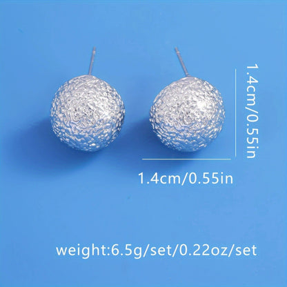 Oval Sandblasted Stud Earrings For Women Featuring Copper Ear Pins