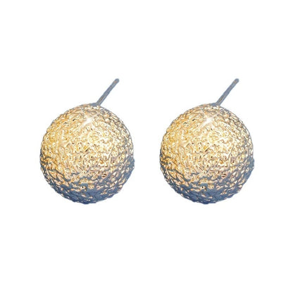 Oval Sandblasted Stud Earrings For Women Featuring Copper Ear Pins