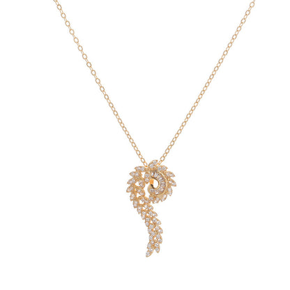 Elaborate Notes Necklace For Women With 18K Real Gold Plated Copper And Zircon Inlay On Cable Chain