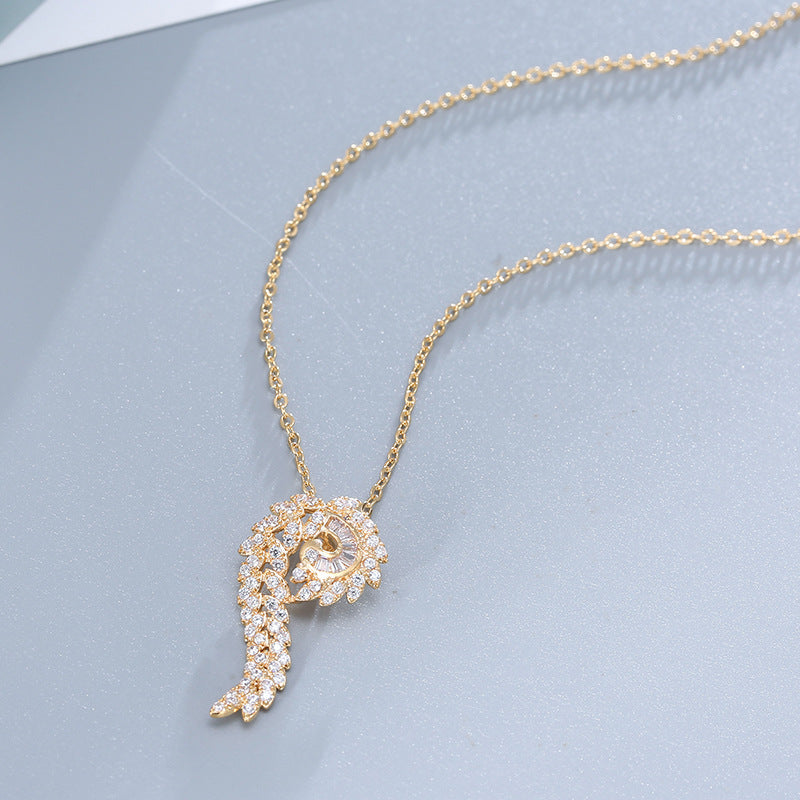 Elaborate Notes Necklace For Women With 18K Real Gold Plated Copper And Zircon Inlay On Cable Chain