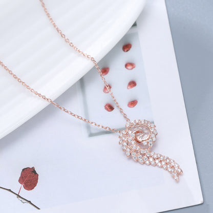 Elaborate Notes Necklace For Women With 18K Real Gold Plated Copper And Zircon Inlay On Cable Chain