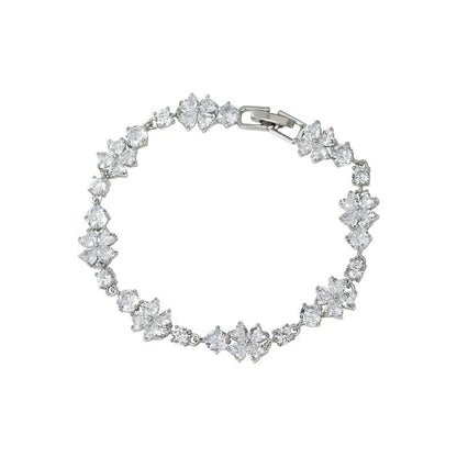Women’s Electroplated Copper Flower Bracelet In White, Perfect For Daily Wear